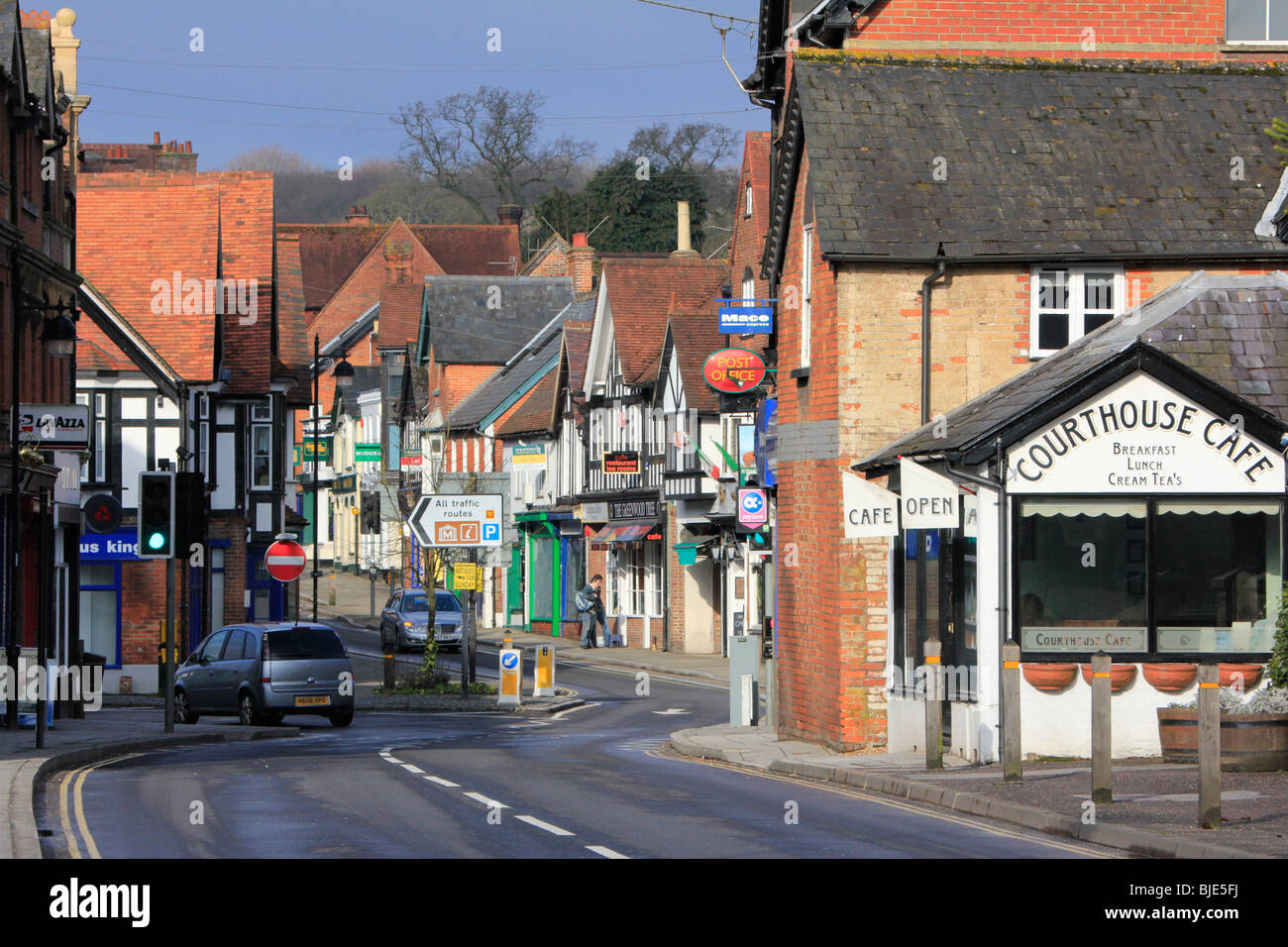 Lyndhurst town centre high street New Forest, Hampshire, England Stock ...