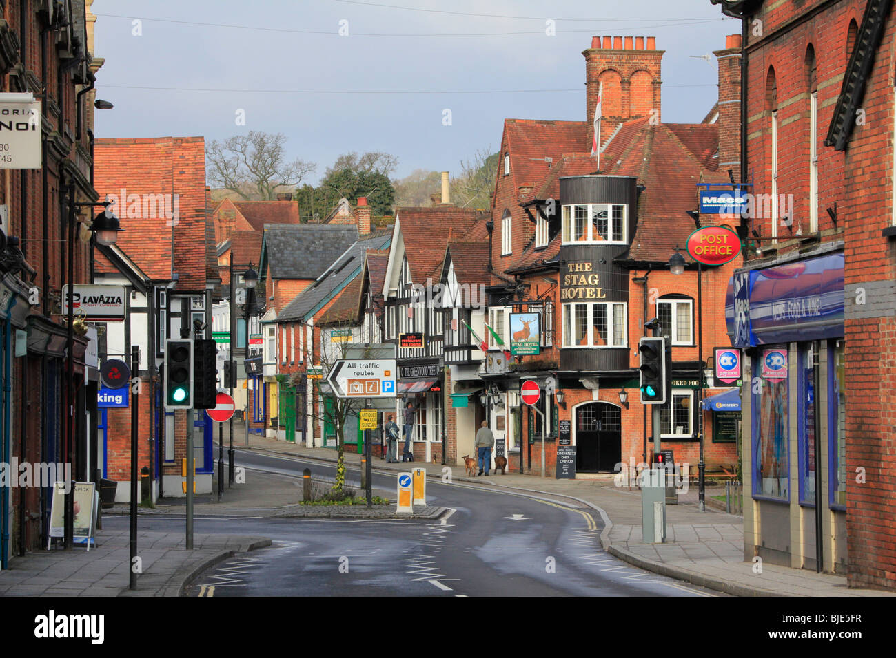 Lyndhurst town centre high street New Forest, Hampshire, England. Stock Photo