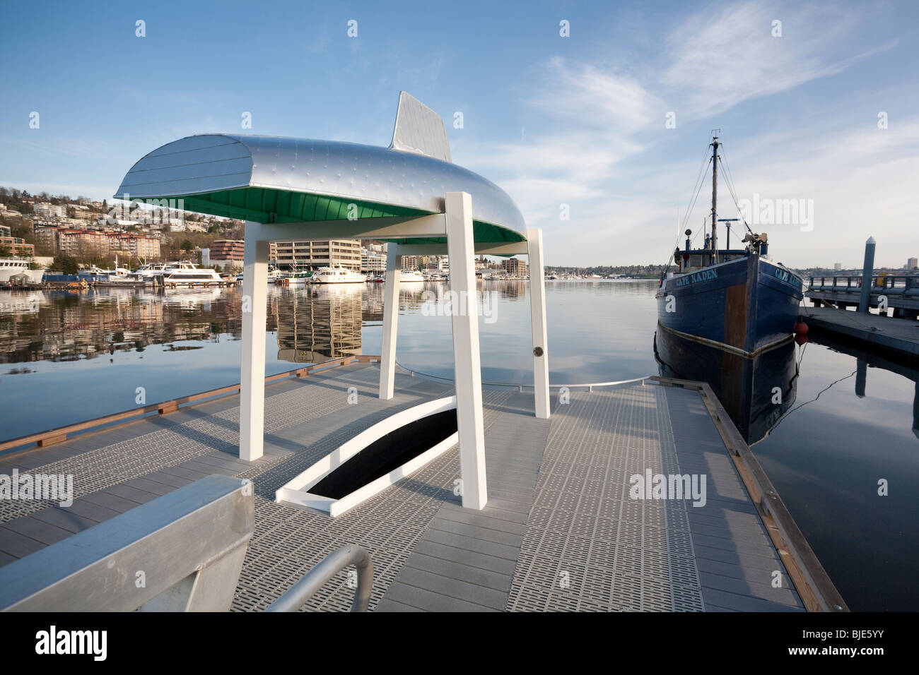 Public Art at Heritage Wharf, Lake Union Park, Washington. Stock Photo