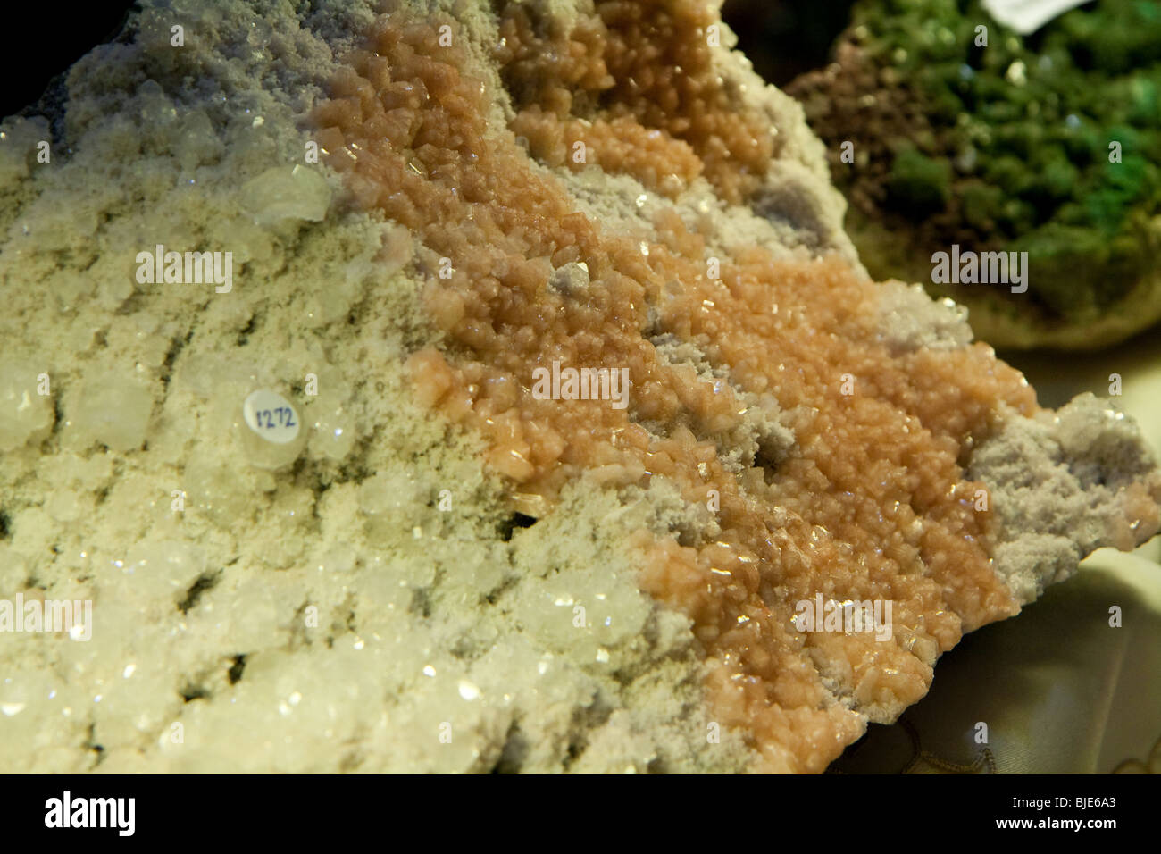 Closeup of mineral deposit inside a rock formation Stock Photo