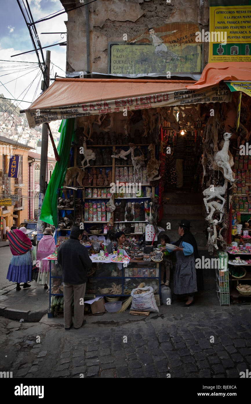 Witches market in La Paz, Altiplano, Bolivia, South America. Stock Photo