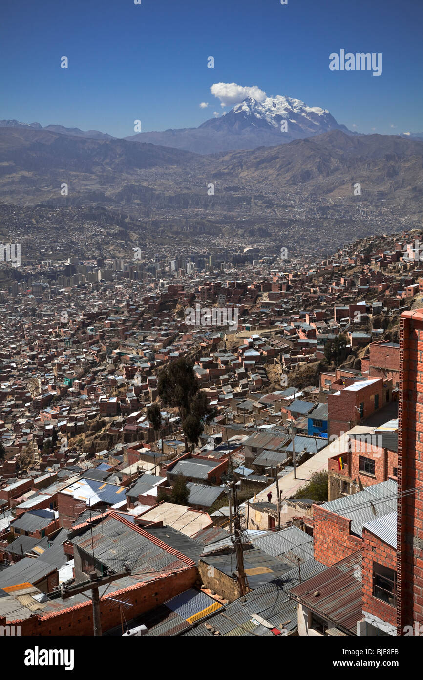 View of La Paz and  from El Alto suburb, favela, Bolivia, South America Stock Photo