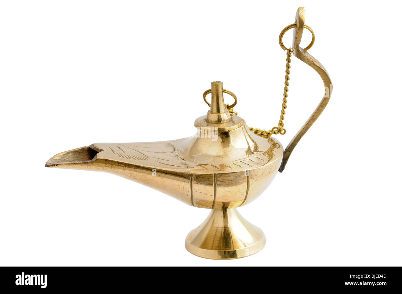 Traditional Arabic Oil Lamp isolated over white background Stock Photo