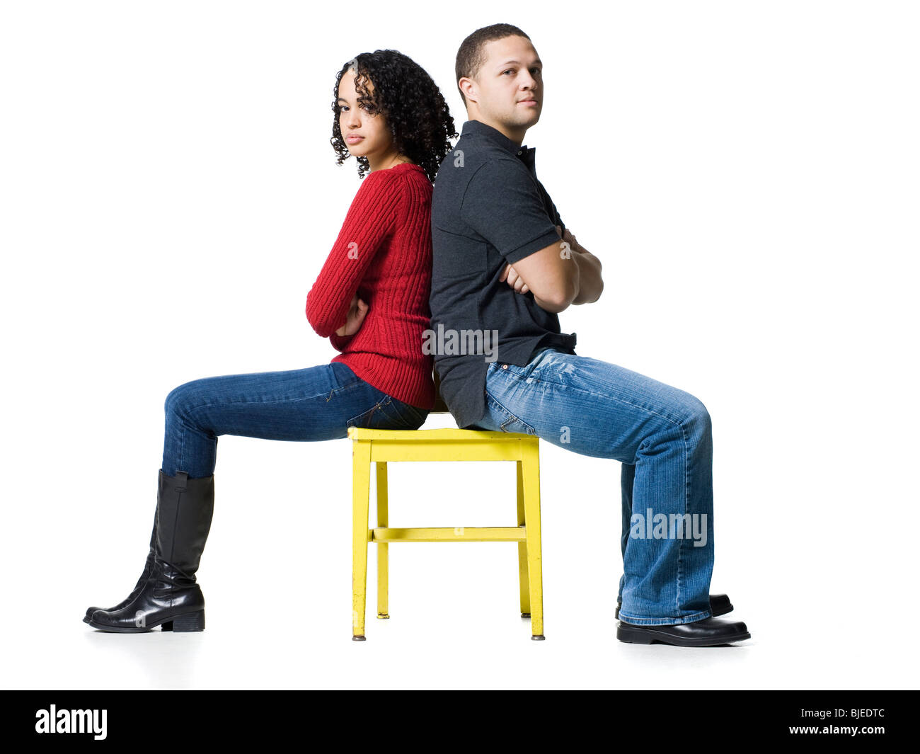 Side view portrait two young Cut Out Stock Images & Pictures - Alamy