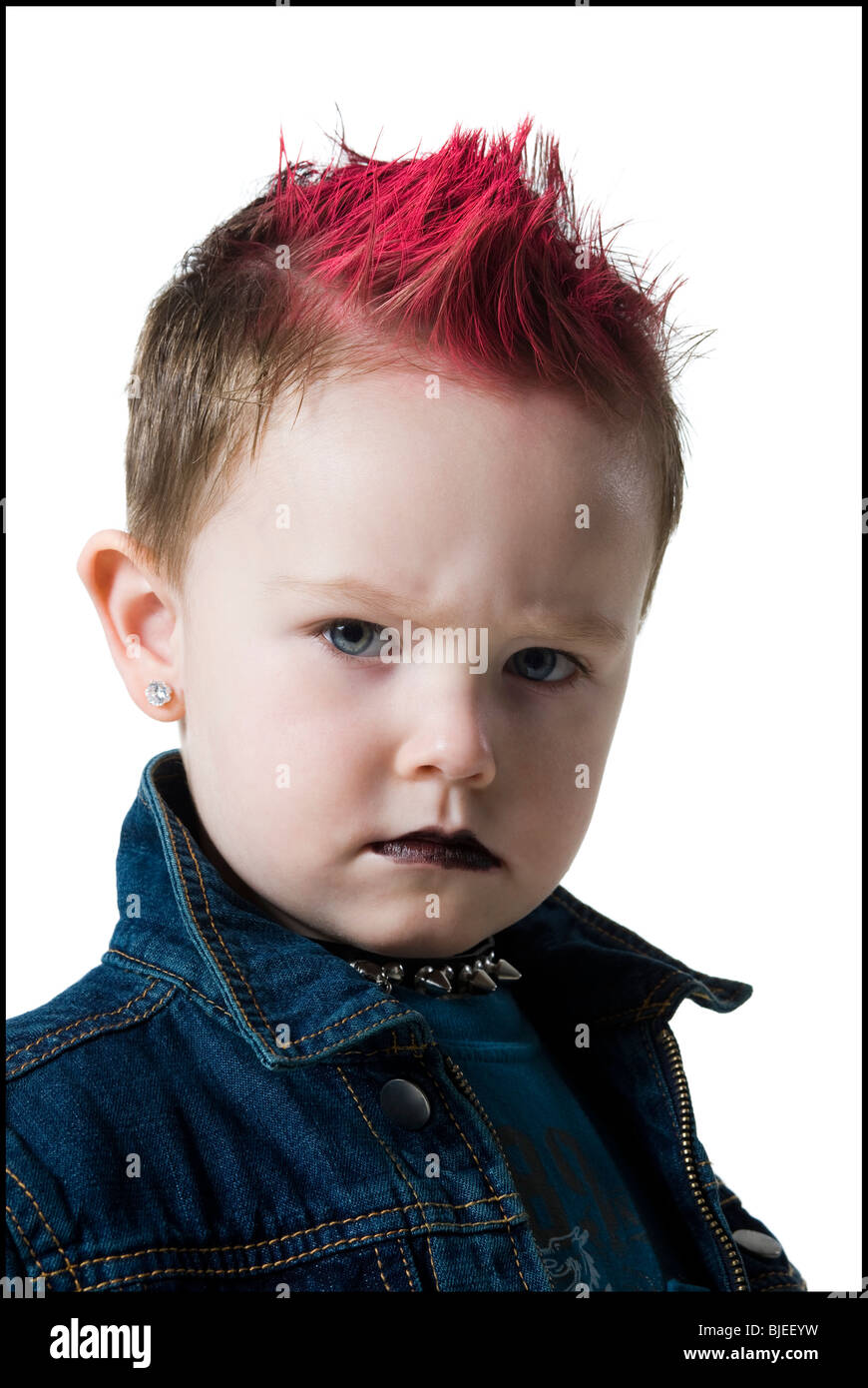 little boy in a jean jacket Stock Photo Alamy