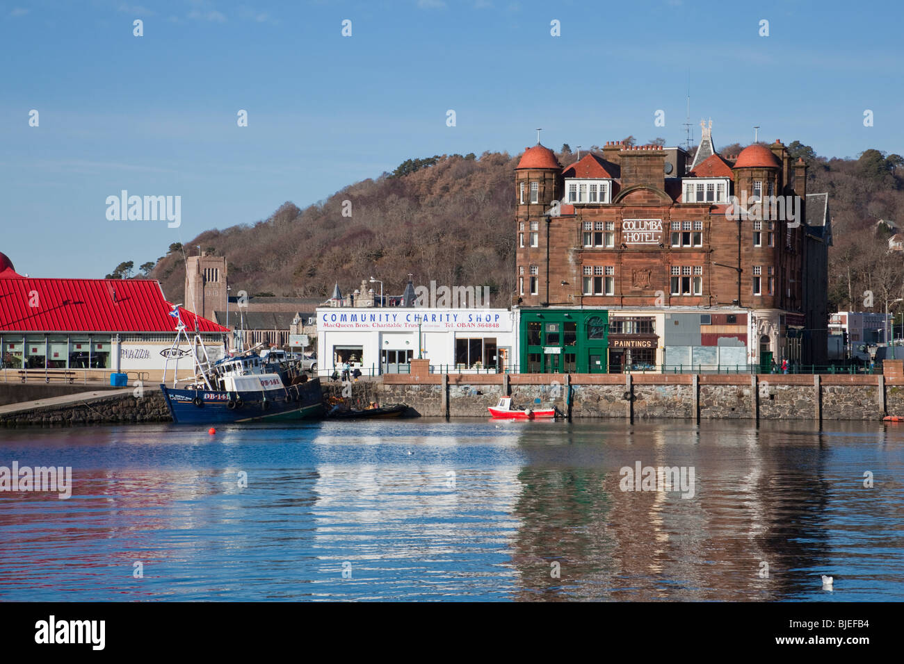 Seafront at Oban including the Columba Hotel Stock Photo