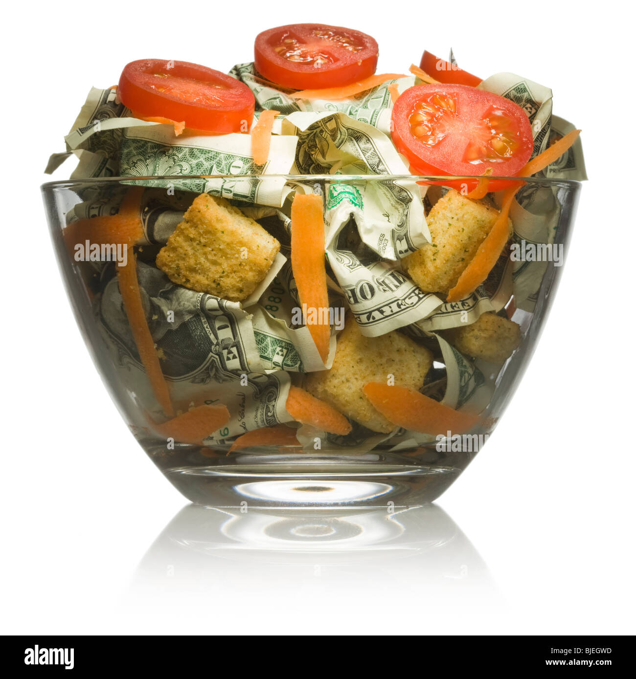 salad with dollars in it Stock Photo Alamy