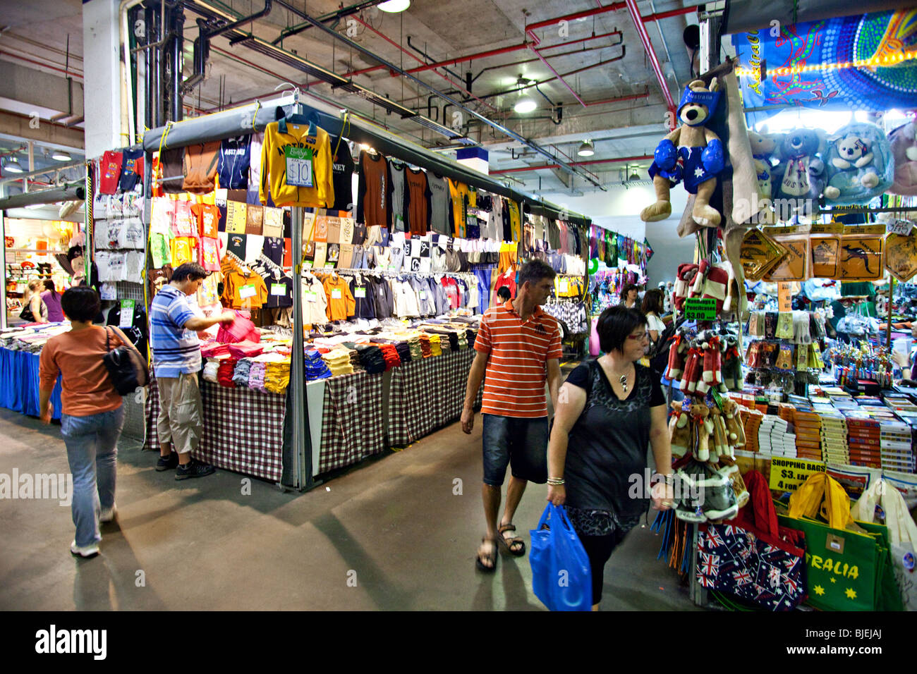 Souvenirs stalls inside Paddy's Markets, Sydney, NSW, Australia Stock Photo