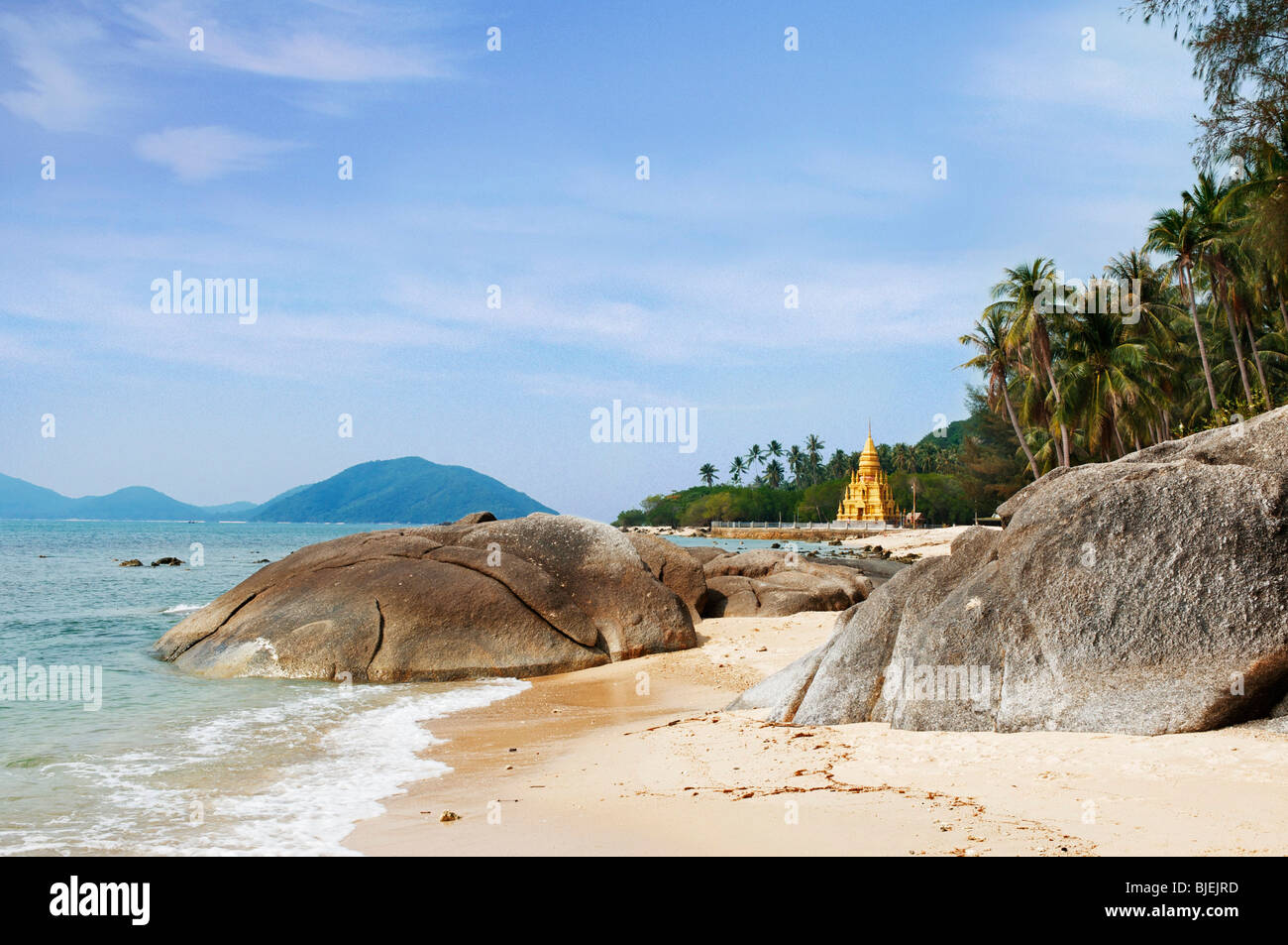 Laem Sor Pagoda at beach, Ko Samui, Thailand Stock Photo