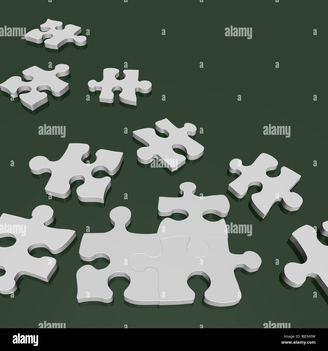 Image of 3D puzzle pieces on a green background Stock Photo - Alamy