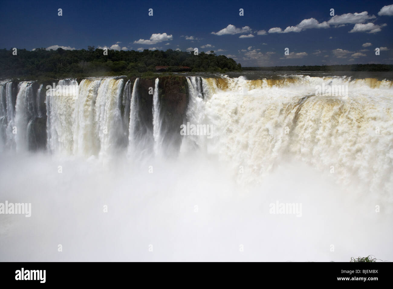 looking down into the devils throat garganta del diablo from the mitre and union falls iguazu national park republic argentina Stock Photo