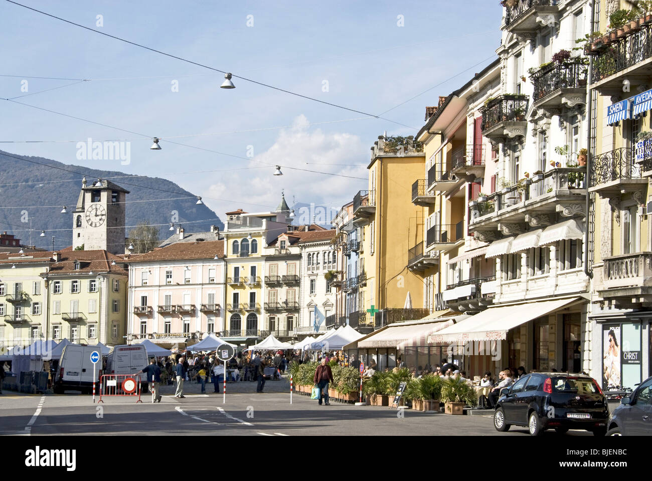 Piazza Grande, Locarno, Ticino, Switzerland Stock Photo
