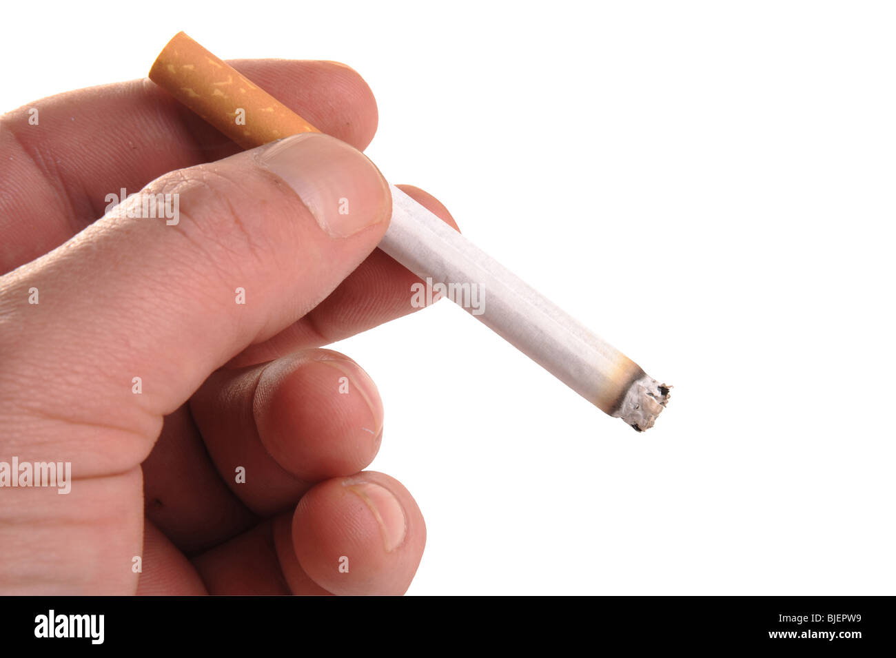 Hand holding a cigarette Stock Photo