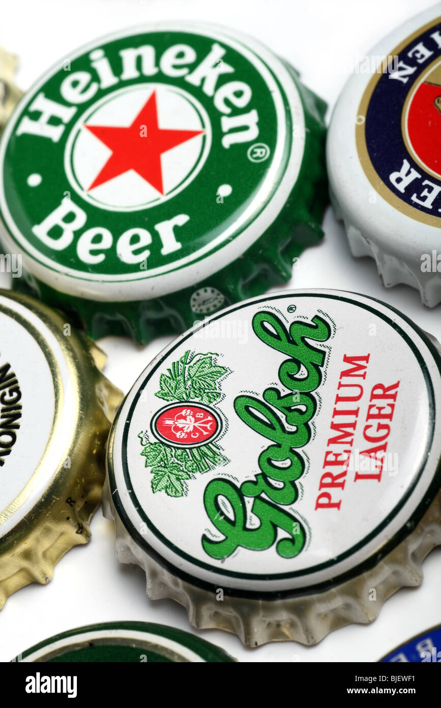 Miscellaneous beer bottle tops Stock Photo Alamy