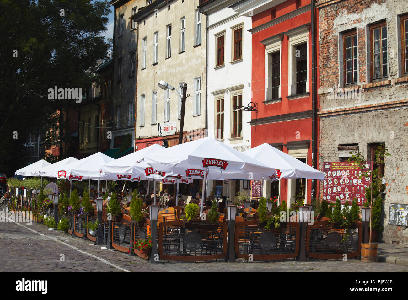 Outdoor restaurants in Kazimierz district, Krakow, Poland Stock Photo Alamy