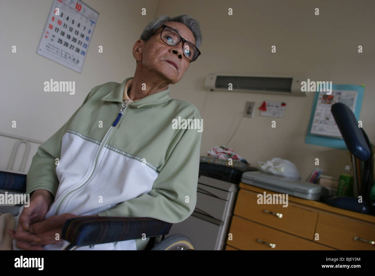 Taisuke Mitarai, 69 years old, a patient suffering from Minamata disease, Minamata, Japan. Stock Photo