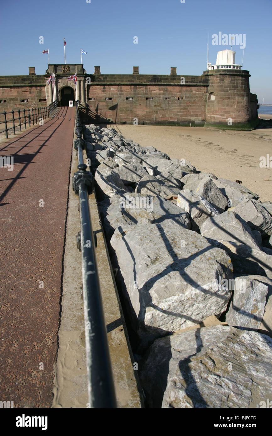 Town of Wallasey, England. Walkway to the main entrance of Fort Perch