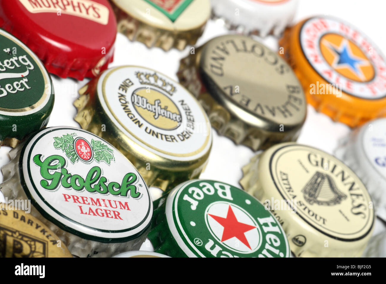 Miscellaneous beer bottle tops Stock Photo Alamy