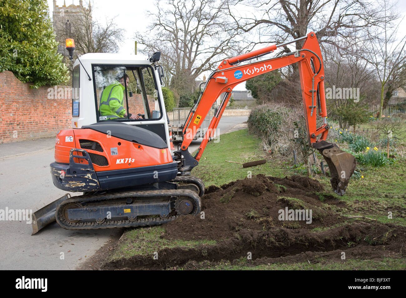 A Kubota Mini Digger Working Stock Photo Alamy