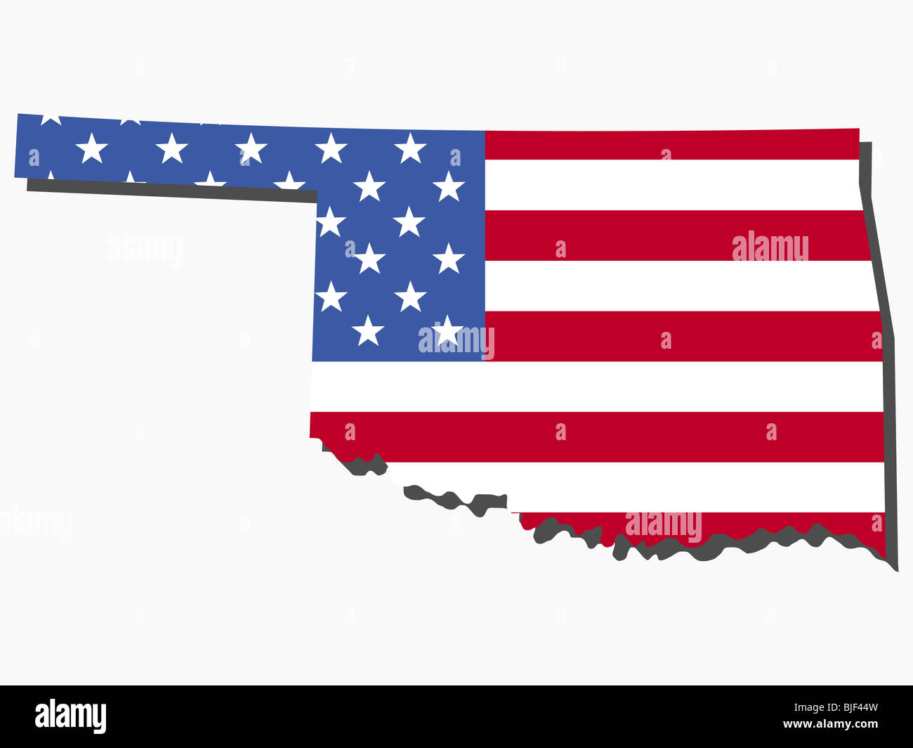 Map of the State of Oklahoma and American flag illustration Stock Photo