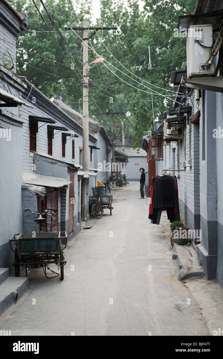 A hutong (a traditional alley / narrow street) in Beijing, China Stock