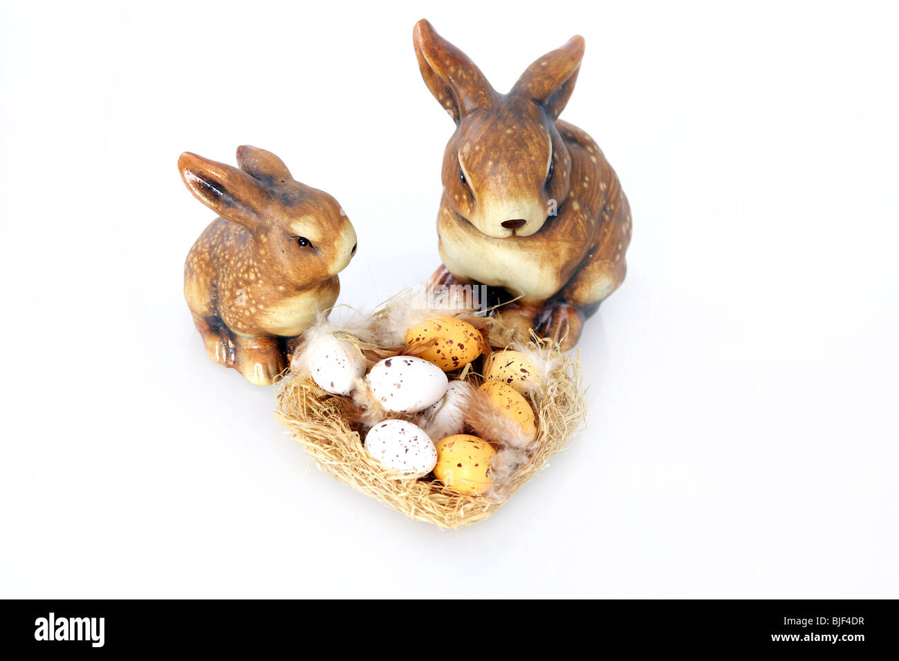Easter Rabit, Eggs and easter nest Stock Photo - Alamy