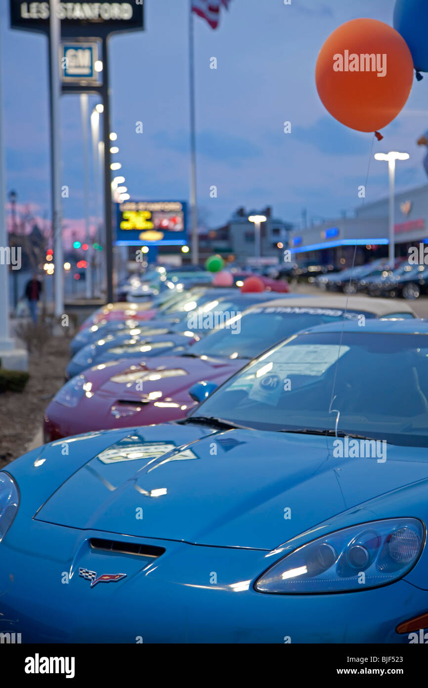 Dearborn, Michigan - Cars on display at a Chevrolet dealer. Stock Photo
