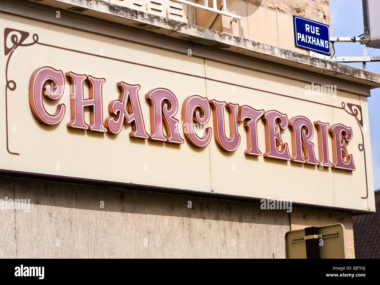 Charcuterie delicatessen signage France Europe Stock Photo