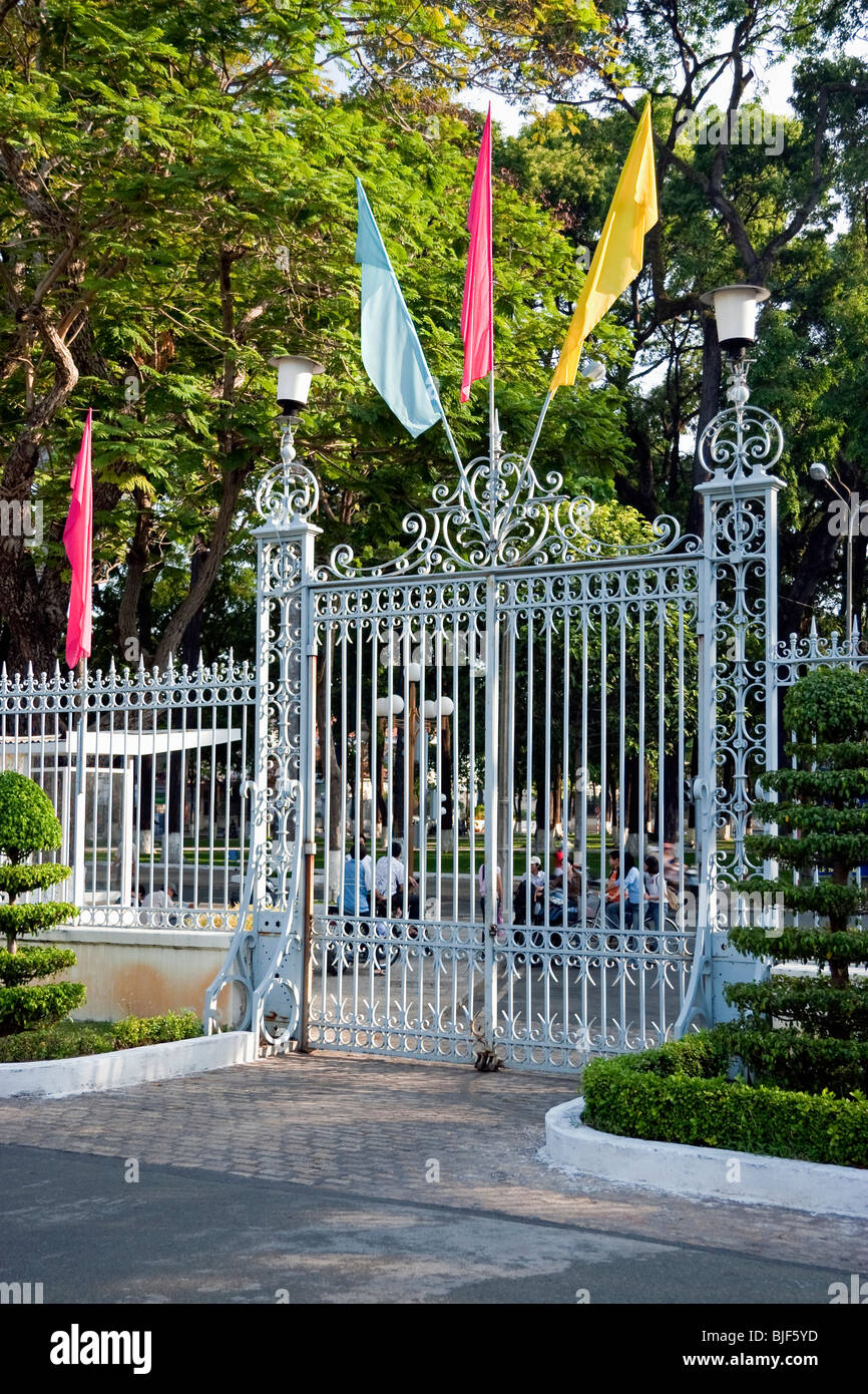The Reunification Palace showing the Entrance Gate, Ho Chi Minh City (Saigon), Vietnam, Southeast Asia Stock Photo