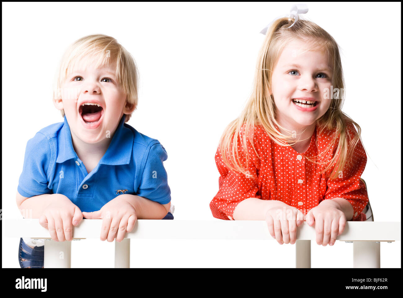 two children laughing Stock Photo