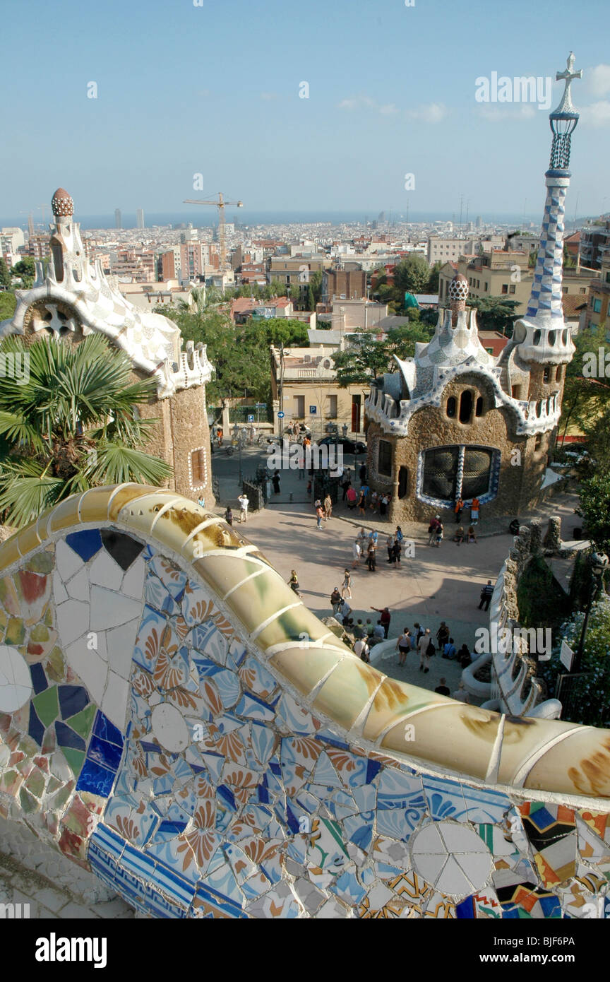 Park Guell designed by Gaudi, Barcelona, Spain, Europe Stock Photo