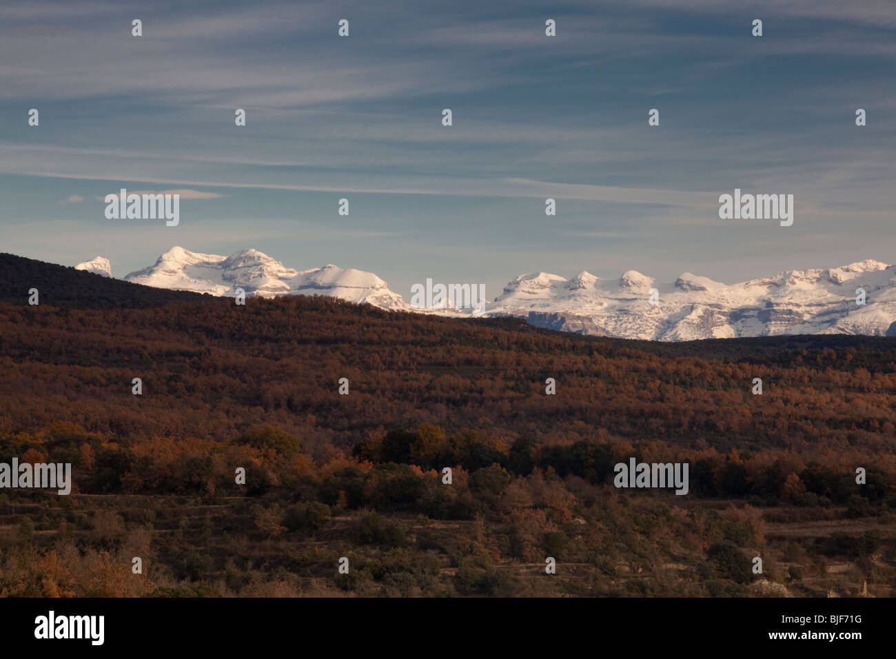 Vista de las Sorores desde Lecina, Sierra de Guara, Huesca, Spain Stock Photo