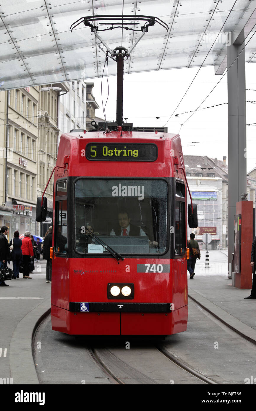 Passengers getting on tram, Bern Switzerland. Charles Lupica Stock Photo