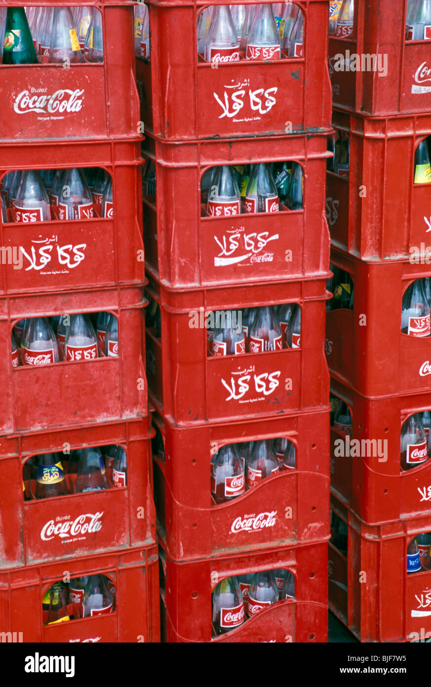 MOROCCO CRATES OF COCA COLA SOFT DRINKS IN THE STREETS OF RABAT Stock