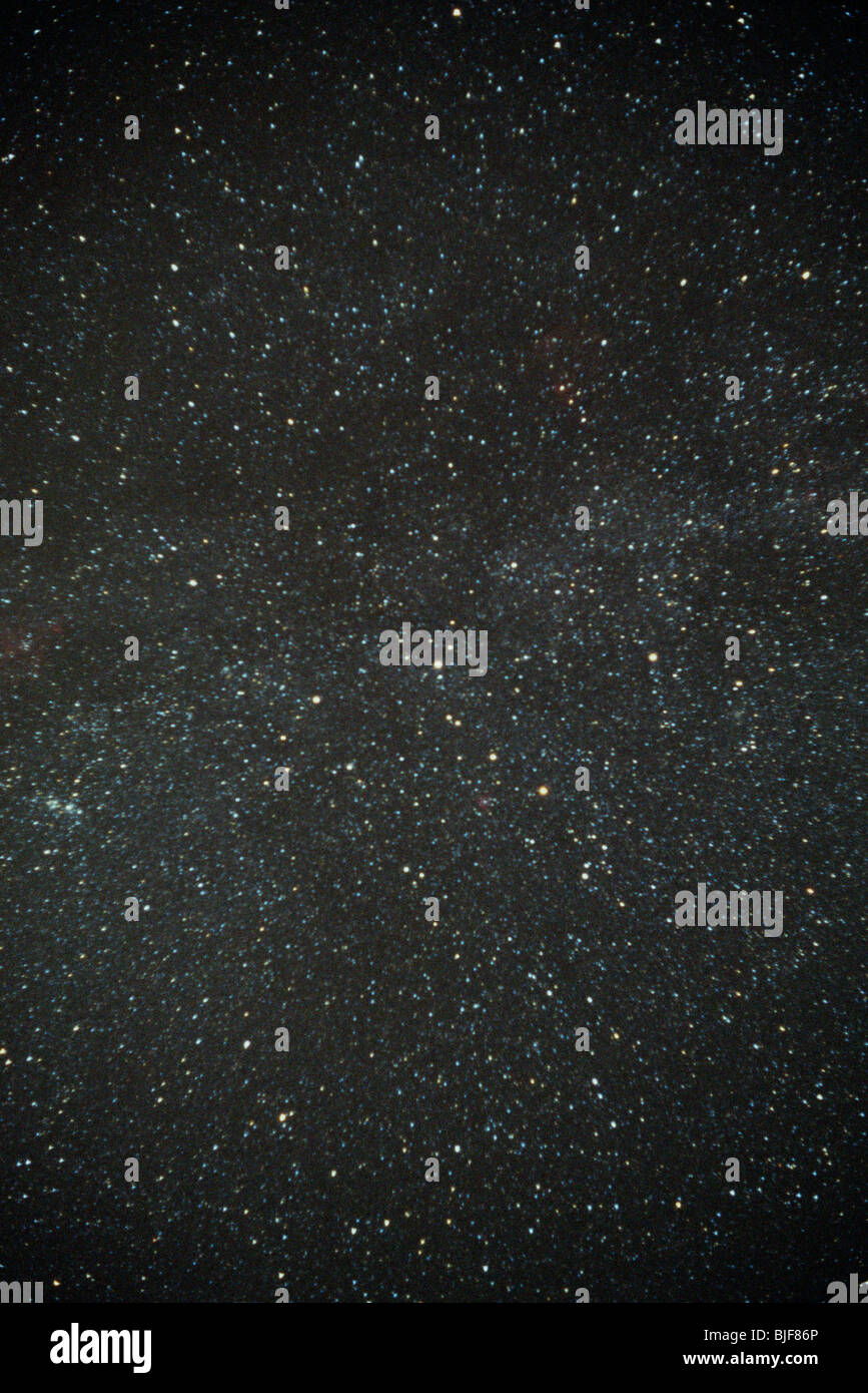 The main stars of Cassiopeia, with the Milky Way running through the centre of the frame. Stock Photo