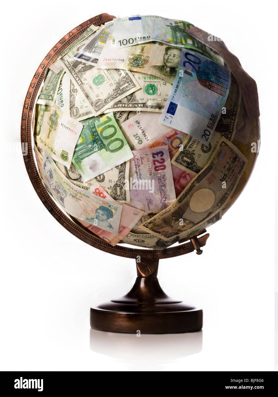 globe made of currency Stock Photo