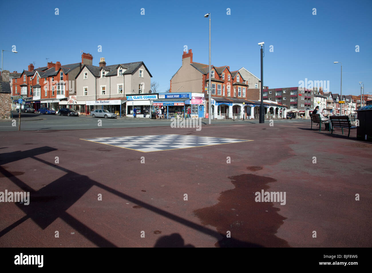 Rhos on Sea, North Wales seafront shops and viewed from