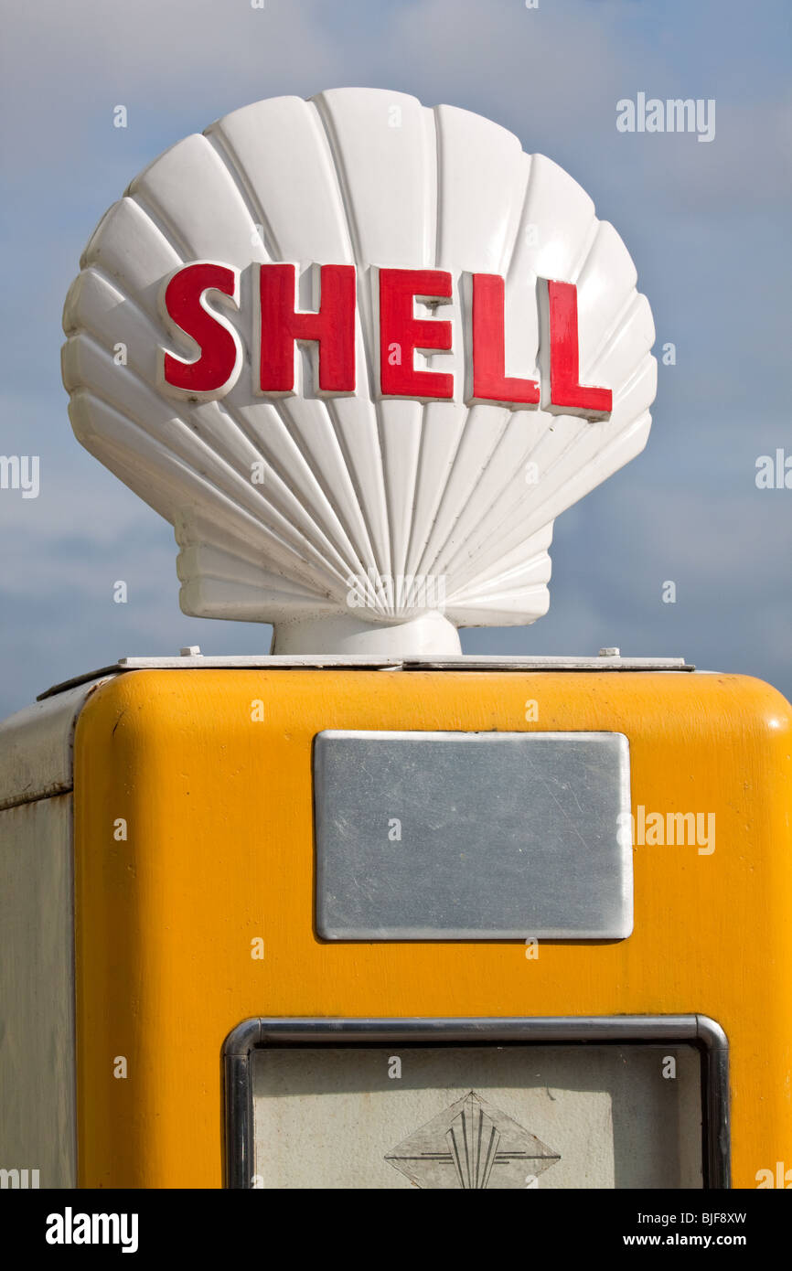 Old Fashioned Shell Petrol Pump Stock Photo