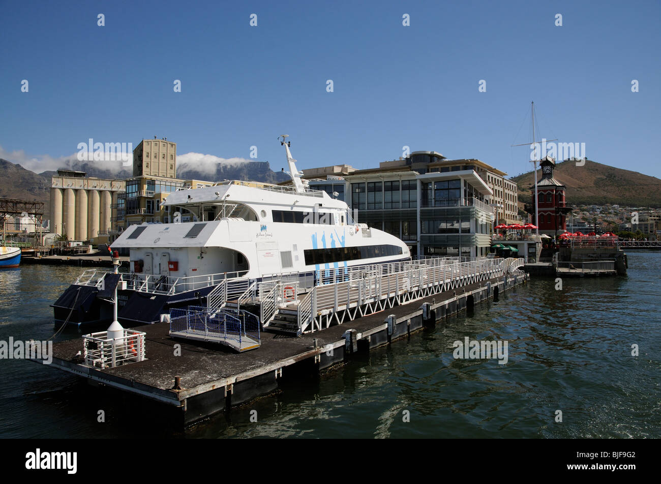 Robben Island ferry alongside the Museum on the V&A Waterfront in Cape Town South Africa Stock Photo