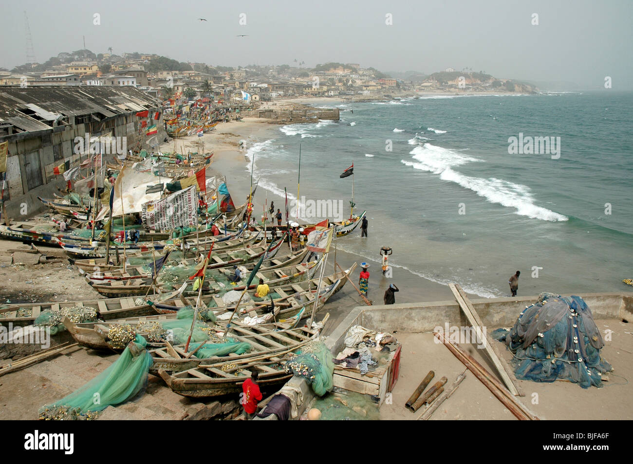 A fishing village along the Cape Coast. Ghana, West Africa, Africa