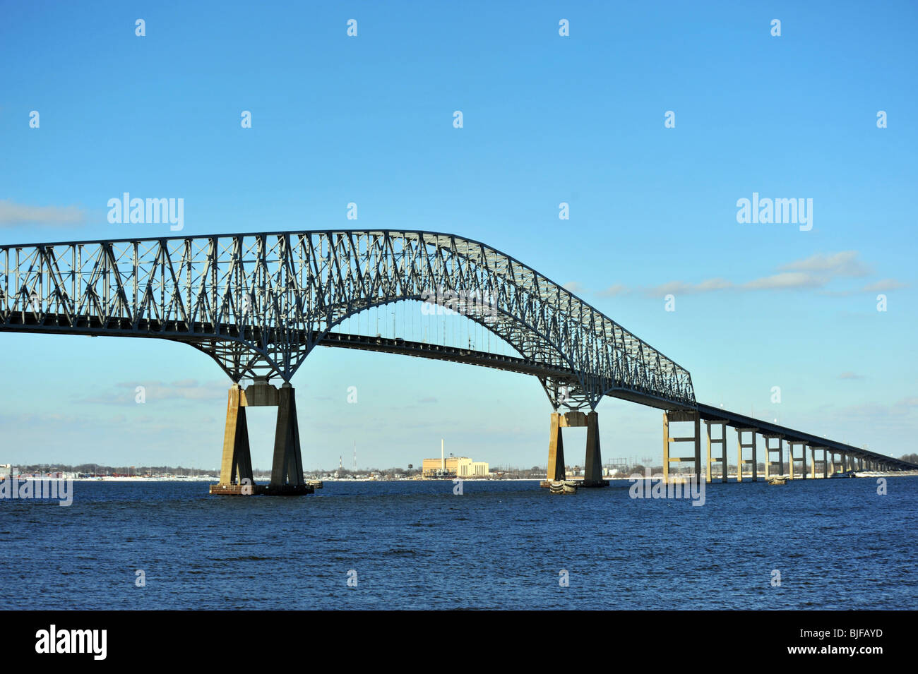 Francis Scott Key bridge over the Chesapeake Bay in Maryland Stock