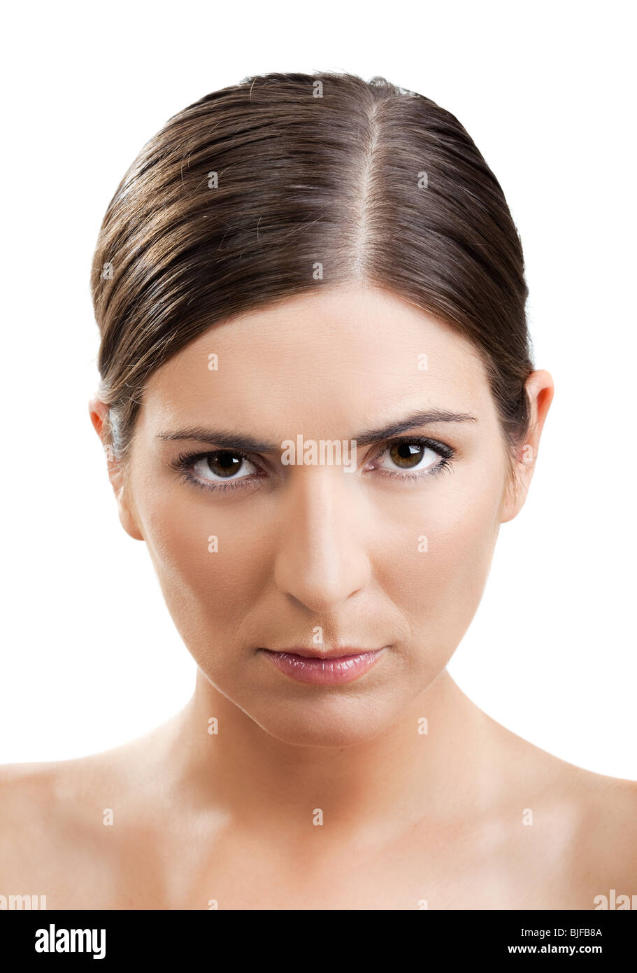 Portrait of a beautiful woman with a upset expression Stock Photo