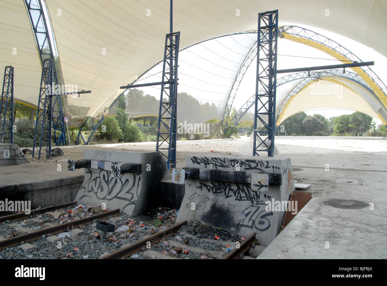 SPAIN DERELICT SITE OF THE 1992 WORLD EXPO IN SEVILLE WHICH IS NOW RUN