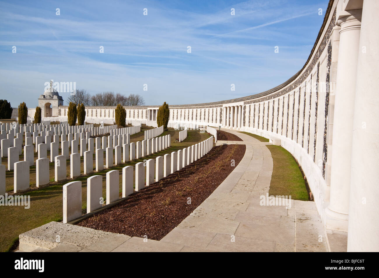 War Graves at Tyne Cot Cemetery near Ypres Belgium Stock Photo