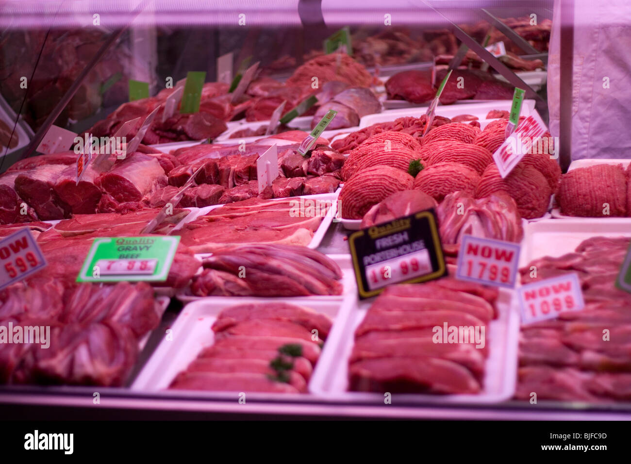 The meat market at Victoria Market, Melbourne, Australia Stock Photo