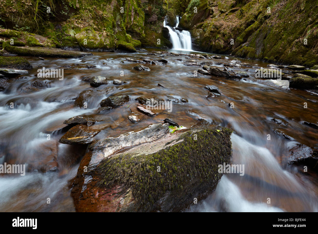 Mullinghassig River and Waterfall, Co.Cork, Ireland Stock Photo