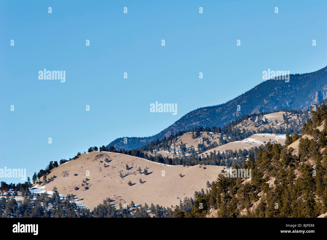 Rolling mountain foothills in Colorado. Stock Photo