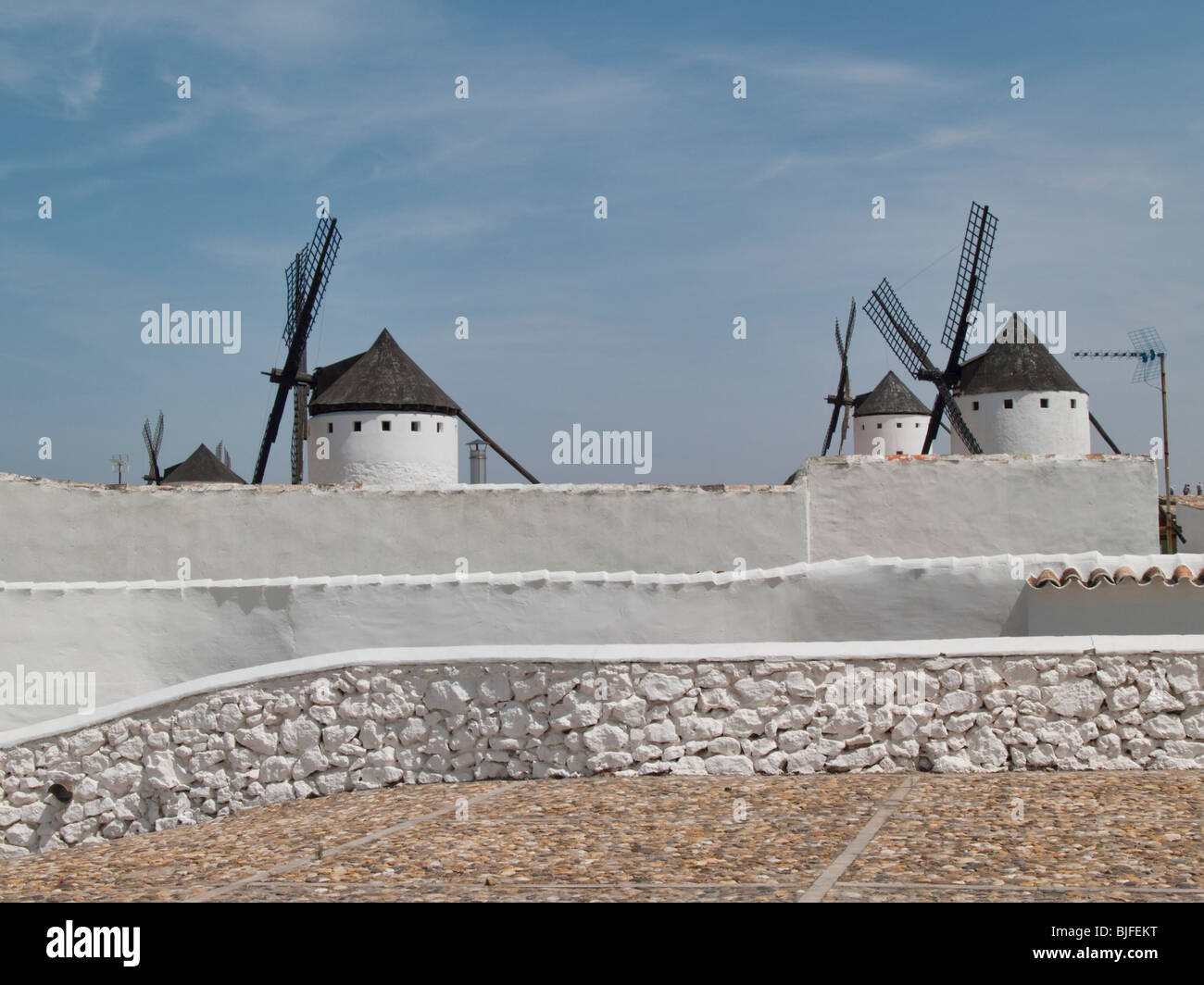 Windmills at Campo de Criptana (La Mancha, Ciudad Real, Spain) Stock Photo