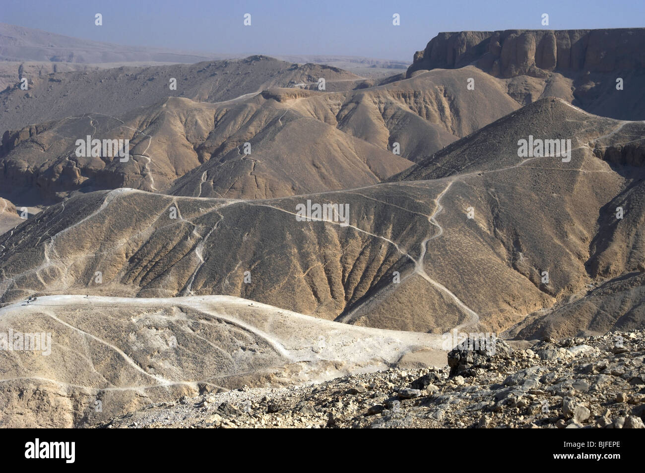 Valley of the Kings. On the walls are carved rock tombs of New Kingdom pharaohs. Egypt. Stock Photo