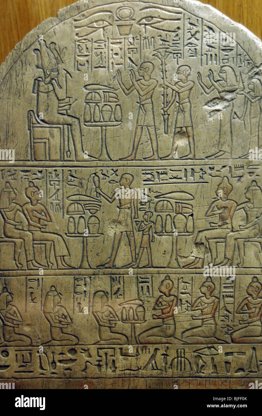 Egyptian Art. New Empire. Stele depicting offerers. Museum of Fine Arts. Budapest. Hungary Stock Photo